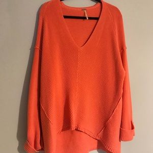Free People Slouchy Orange Sweater Sz M